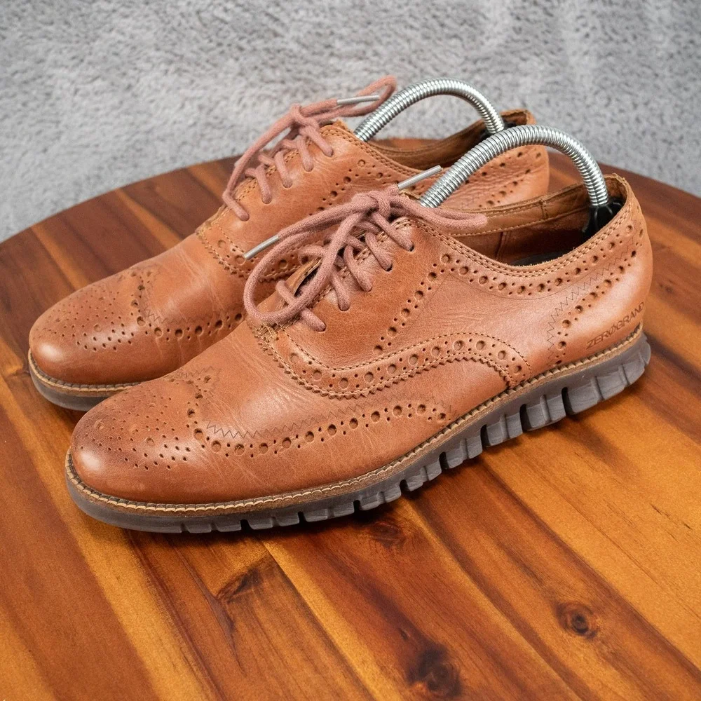 Cole Haan Men's Zerogrand Wingtip Oxford Brown C29414 British Dress Shoes 8